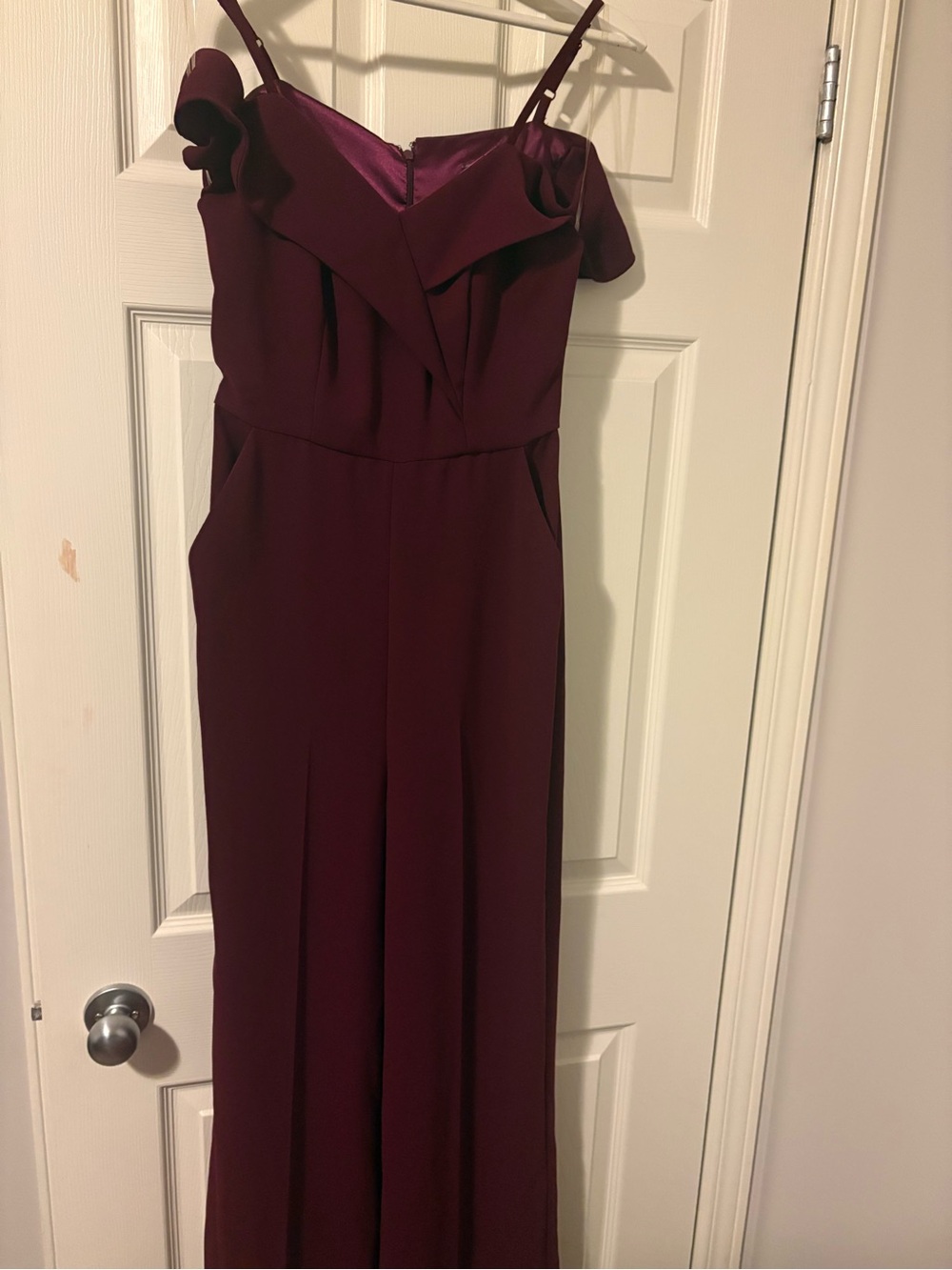 le chateau Burgundy Off-Shoulder Maxi Dress